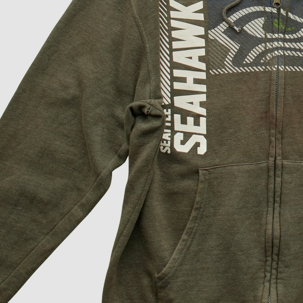 Seattle Seahawks NFL 2010s Hooded Full Zip Sweatshirt - Olive Vintage outlet