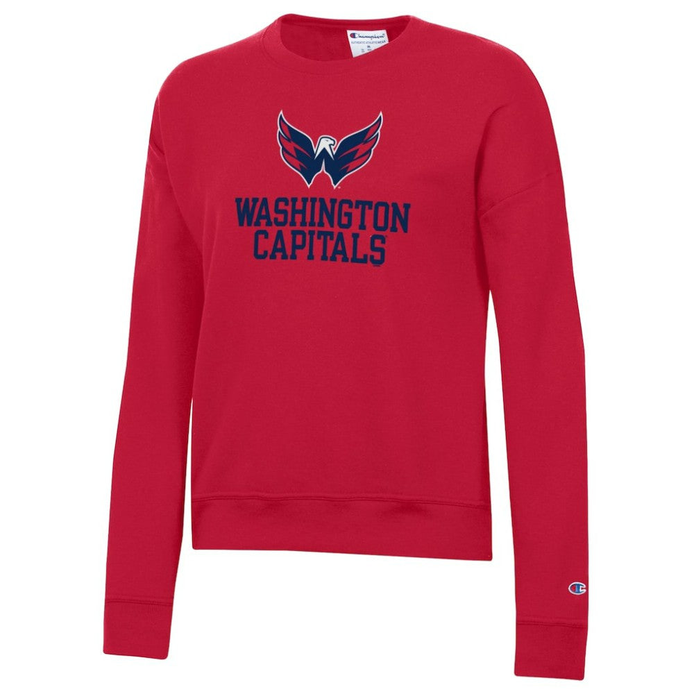Washington Capitals Champion Women's Wordmark Lockup Powerblend Sweatshirt Red
