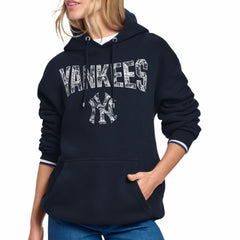New York Yankees Starter Women's Lace Team Lockup Fleece Hoodie - Navy