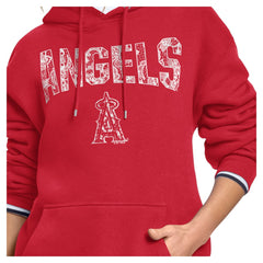 Los Angeles Angels Starter Women's Lace Team Lockup Fleece Hoodie - Red