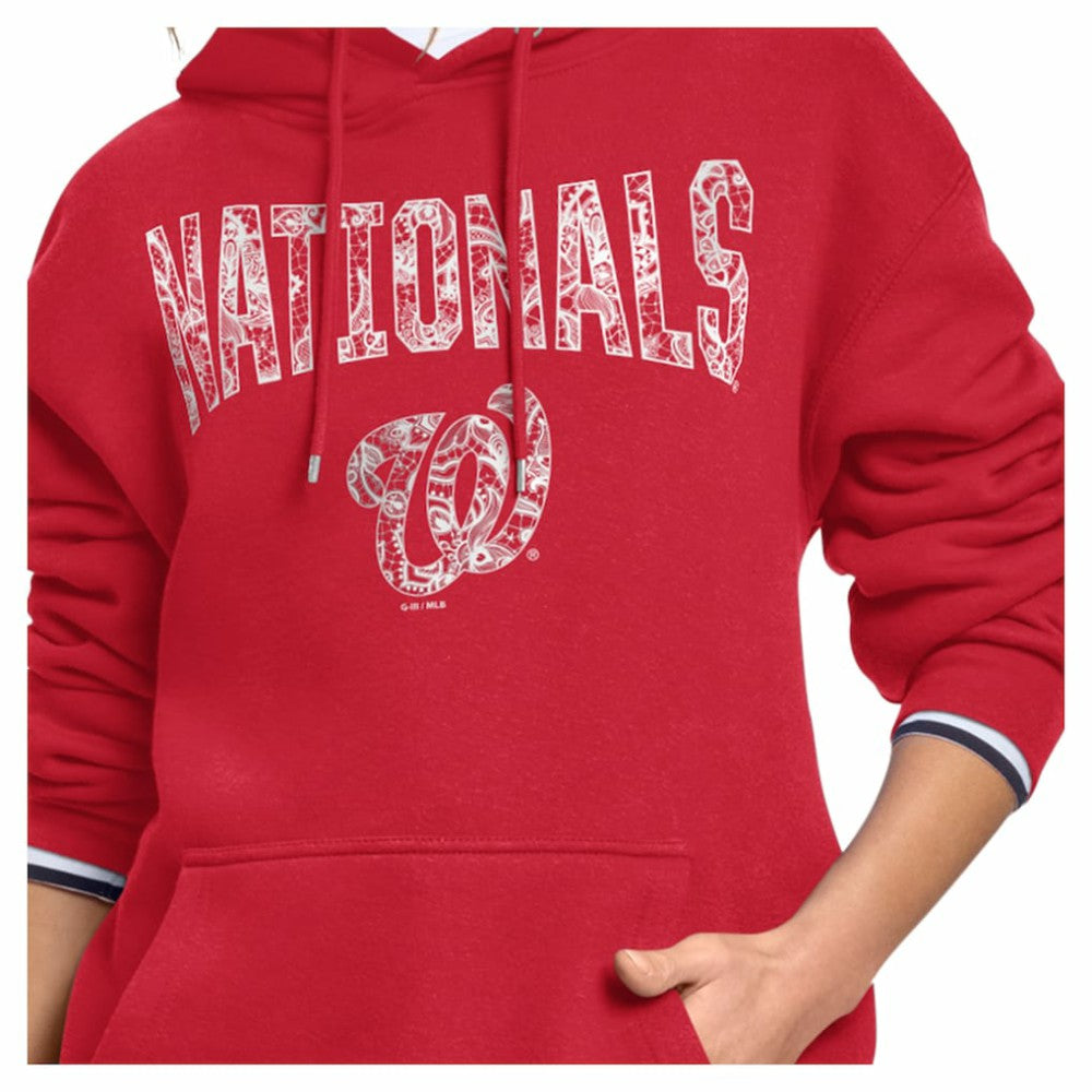 Washington Nationals Starter Women's Lace Team Lockup Fleece Hoodie - Red
