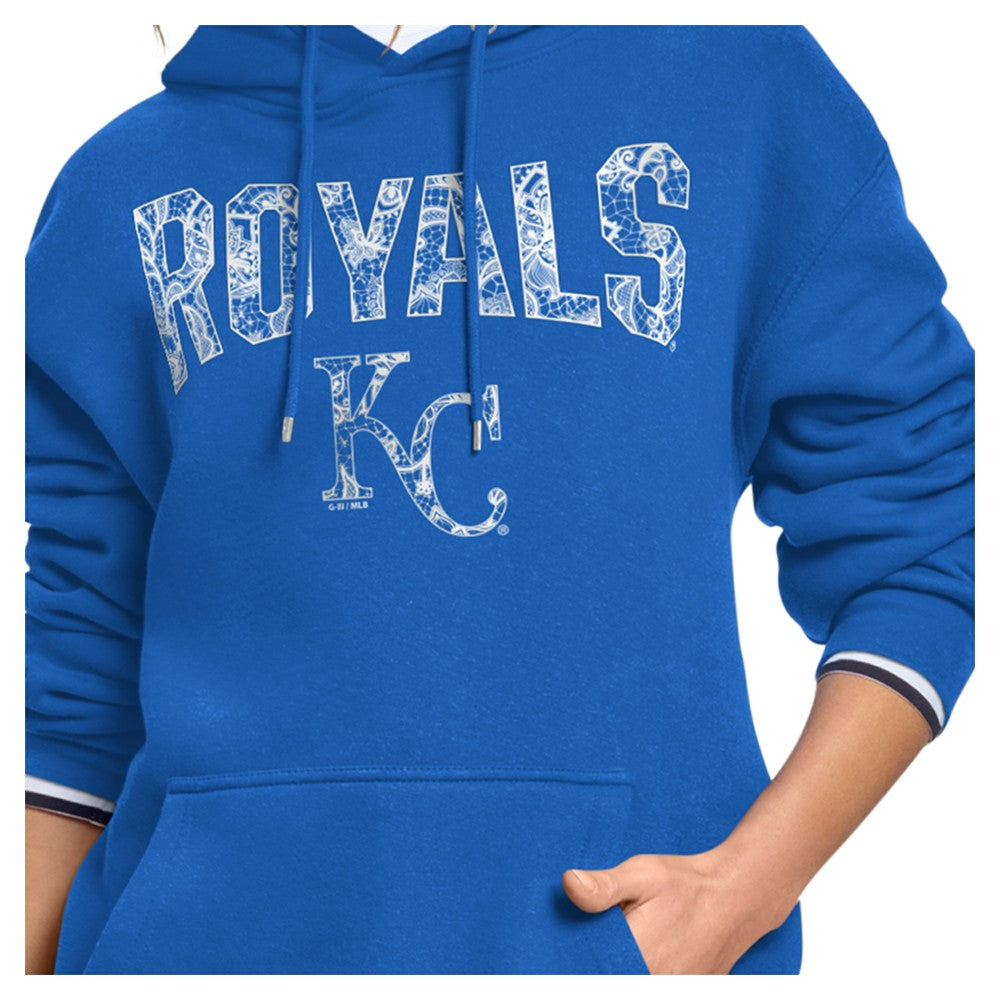 Kansas City Royals Starter Women's Lace Team Lockup Fleece Hoodie - Royal