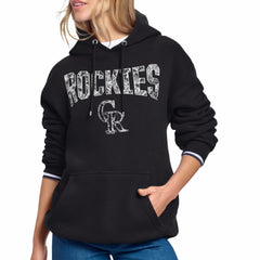 Colorado Rockies Starter Women's Lace Team Lockup Fleece Hoodie - Black