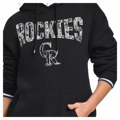 Colorado Rockies Starter Women's Lace Team Lockup Fleece Hoodie - Black