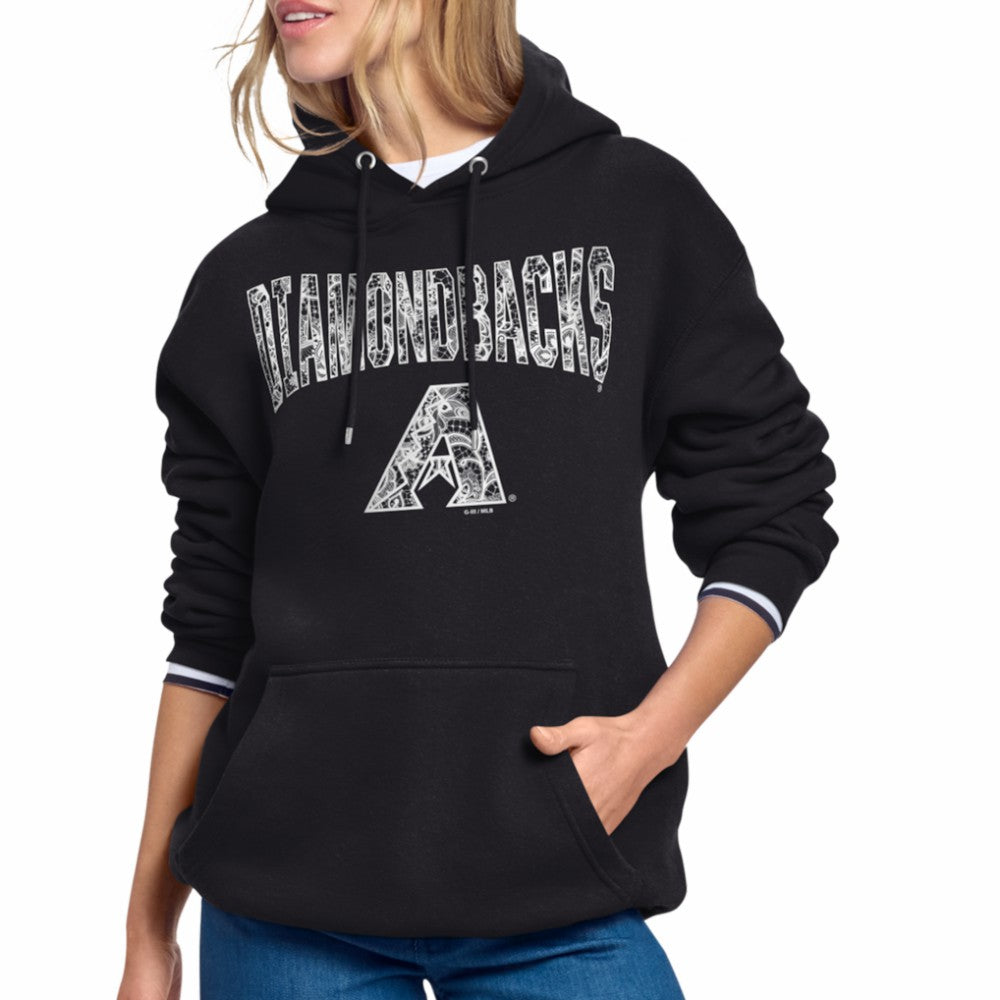 Arizona Diamondbacks Starter Women's Lace Team Lockup Fleece Hoodie - Black