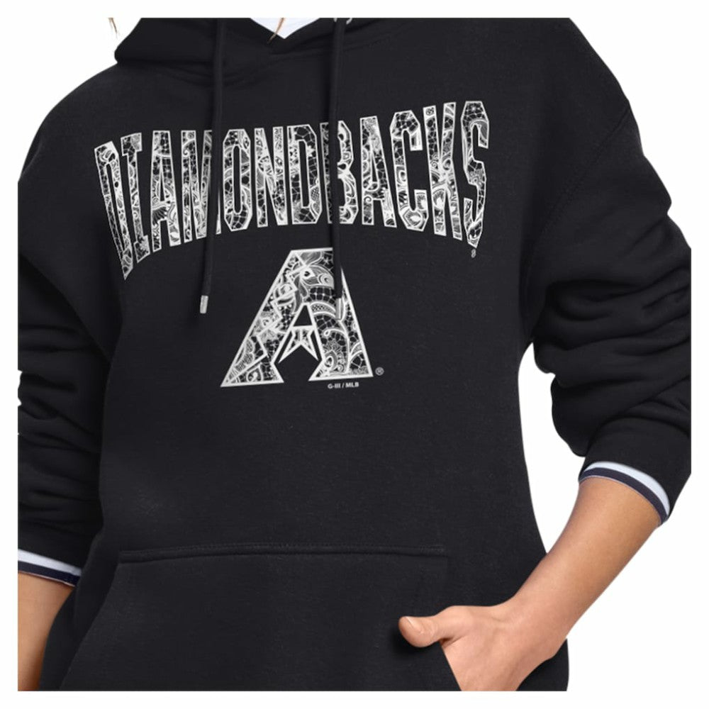 Arizona Diamondbacks Starter Women's Lace Team Lockup Fleece Hoodie - Black