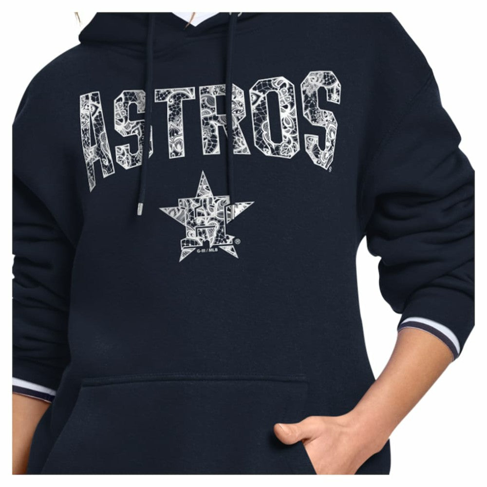 Houston Astros Starter Women's Lace Team Lockup Fleece Hoodie - Navy