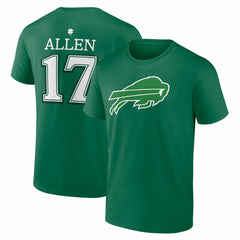 Josh Allen Buffalo Bills St. Patrick's Day Icon Name & Number T-Shirt - Green on sale