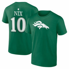 Bo Nix Denver Broncos St. Patrick's Day Icon Name & Number T-Shirt - Green online