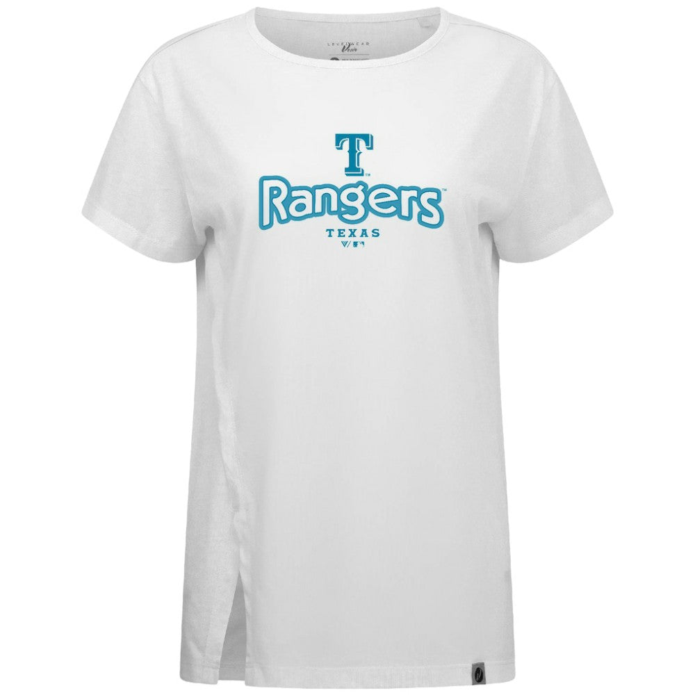 Texas Rangers Levelwear Women's Blue Haven Influx Cornerstone T-Shirt - White