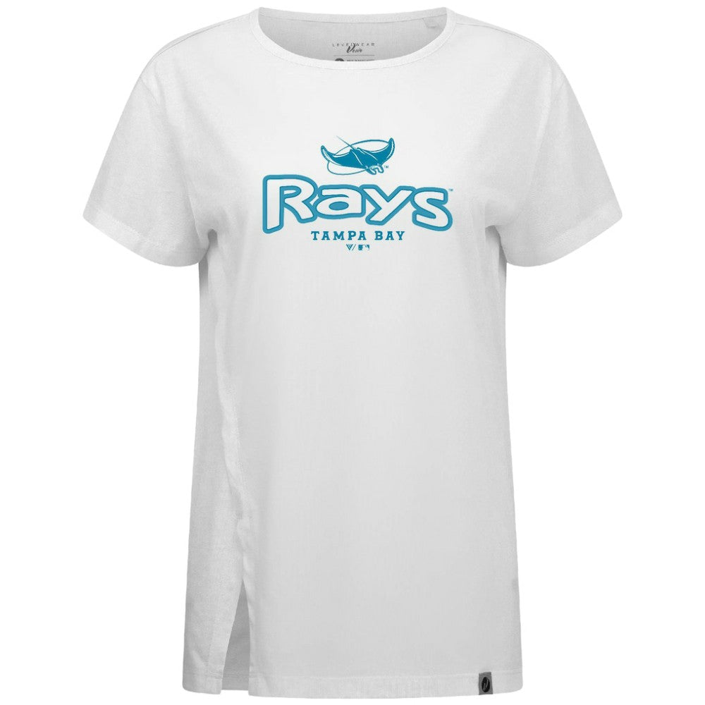 Tampa Bay Rays Levelwear Women's Blue Haven Influx Cornerstone T-Shirt - White