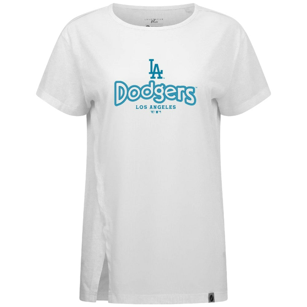 Los Angeles Dodgers Levelwear Women's Blue Haven Influx Cornerstone T-Shirt - White