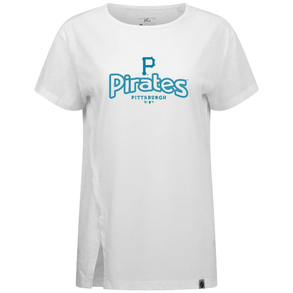 Pittsburgh Pirates Levelwear Women's Blue Haven Influx Cornerstone T-Shirt - White