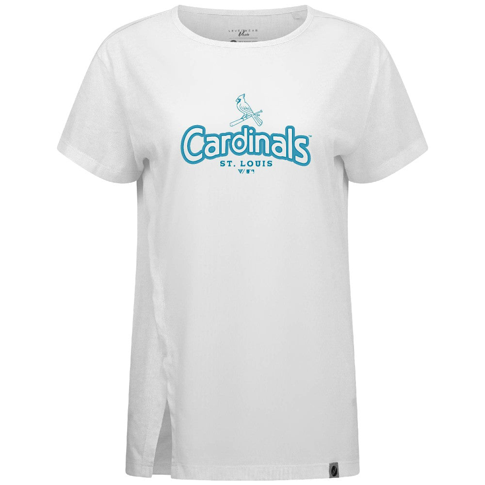 St. Louis Cardinals Levelwear Women's Blue Haven Influx Cornerstone T-Shirt - White