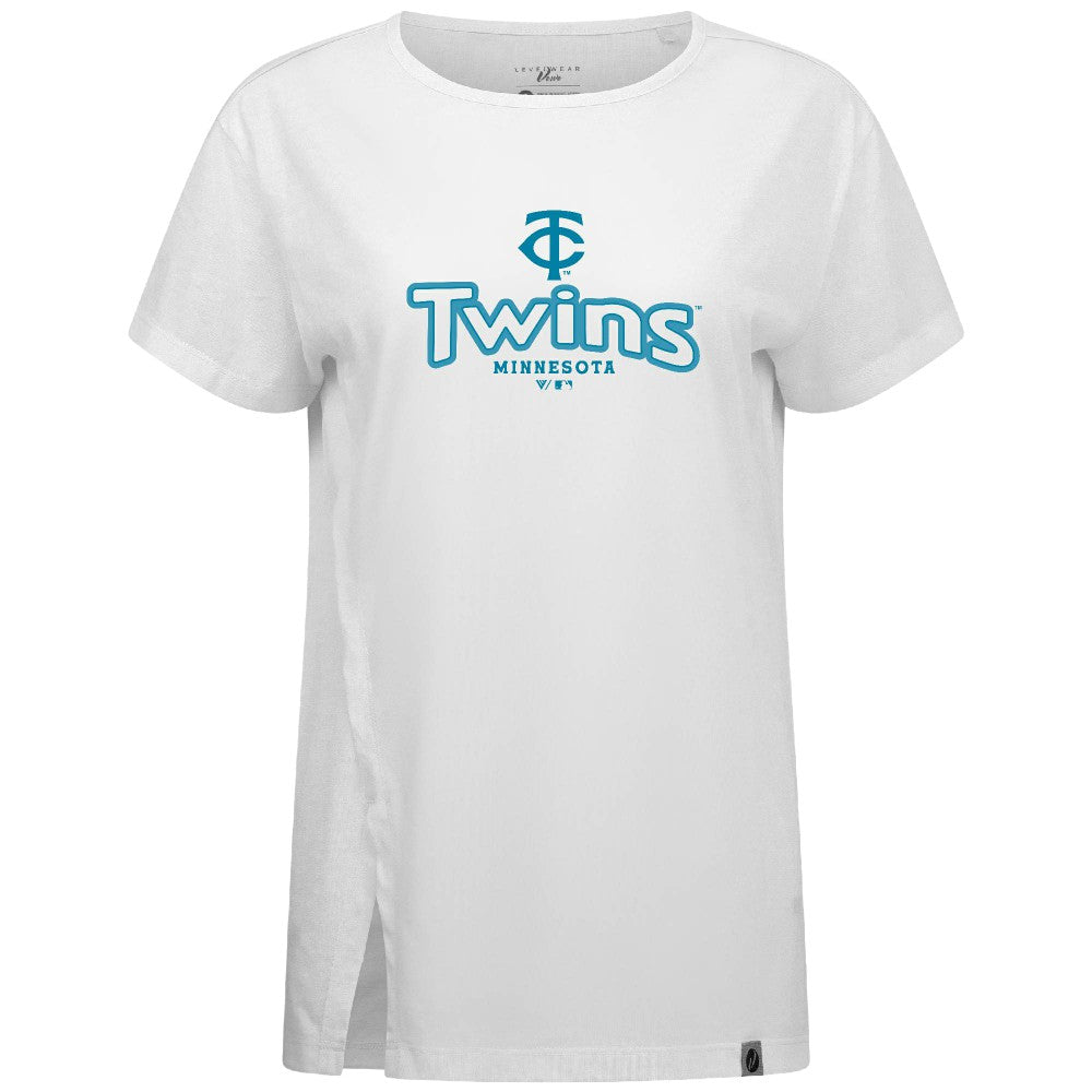 Minnesota Twins Levelwear Women's Blue Haven Influx Cornerstone T-Shirt - White