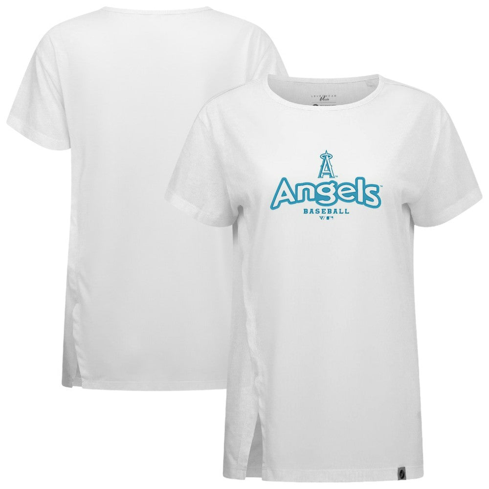 Los Angeles Angels Levelwear Women's Blue Haven Influx Cornerstone T-Shirt - White