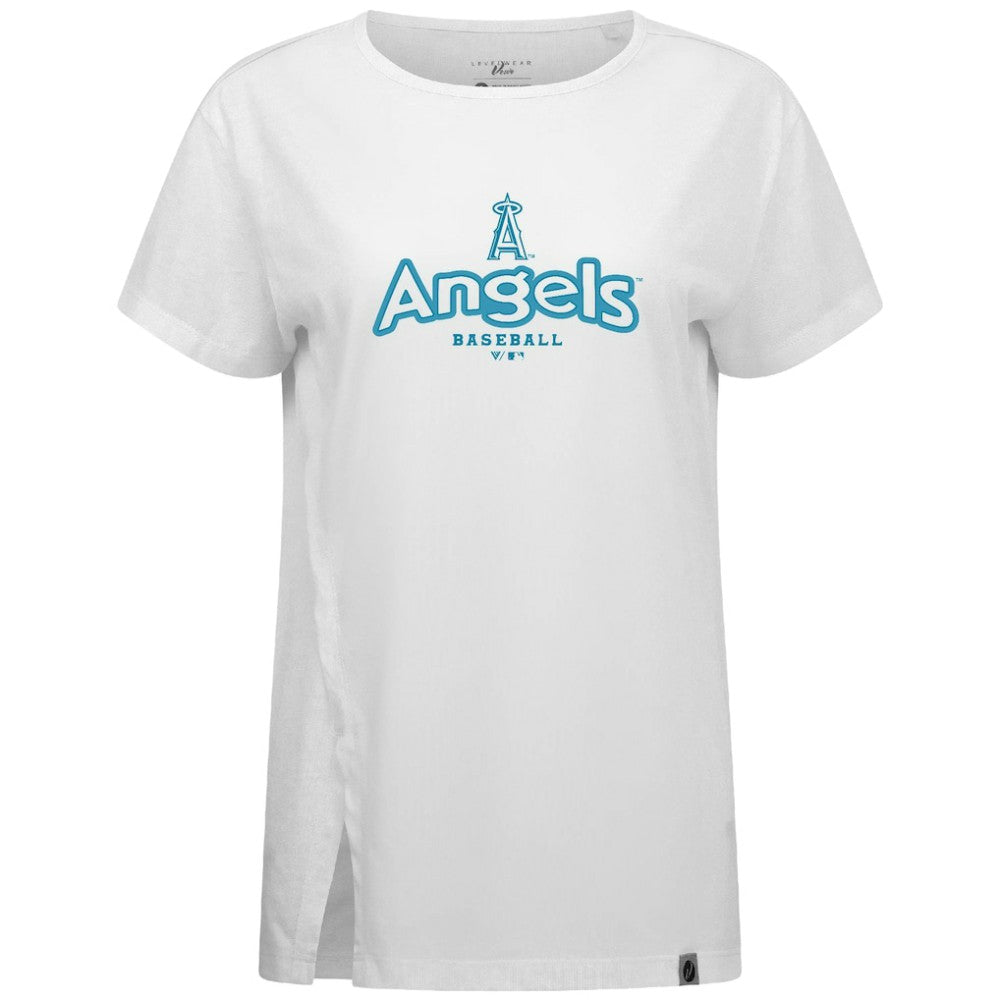 Los Angeles Angels Levelwear Women's Blue Haven Influx Cornerstone T-Shirt - White