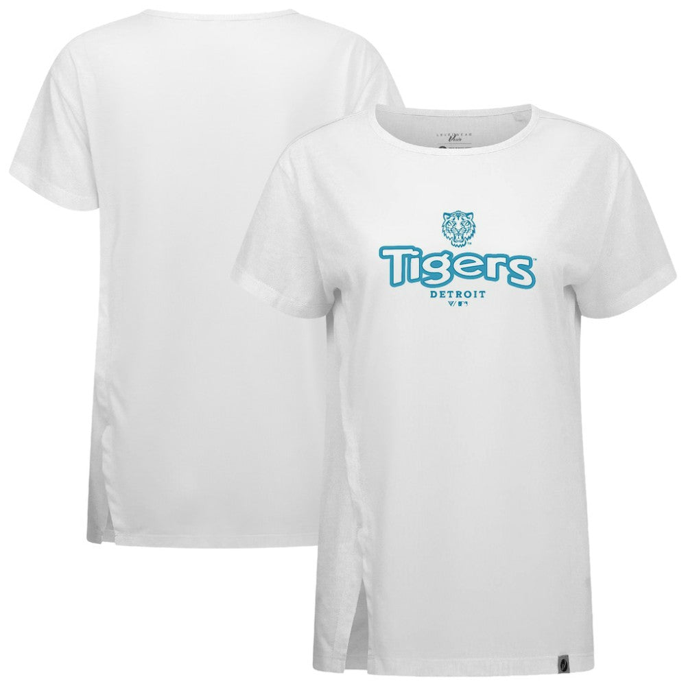 Detroit Tigers Levelwear Women's Blue Haven Influx Cornerstone T-Shirt - White