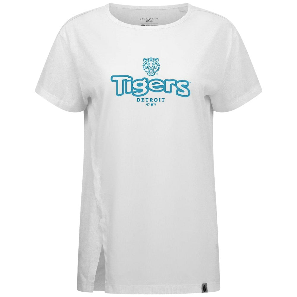 Detroit Tigers Levelwear Women's Blue Haven Influx Cornerstone T-Shirt - White