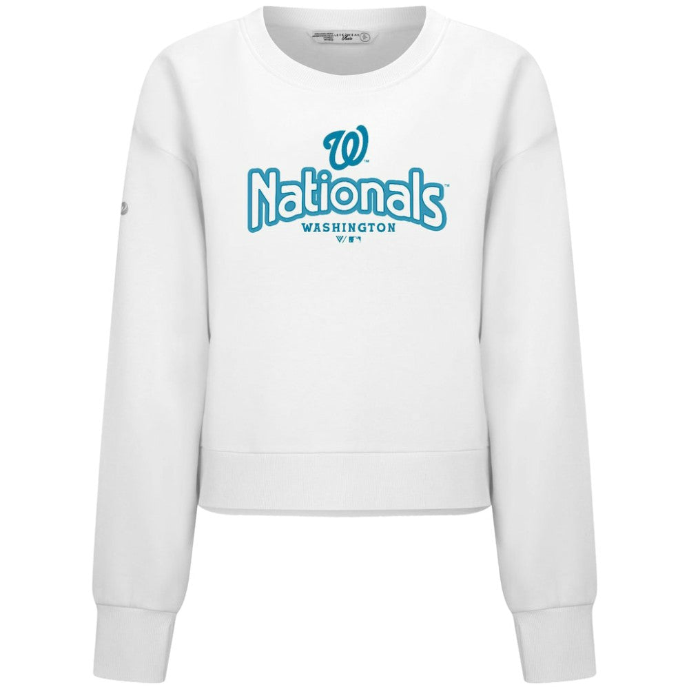 Washington Nationals Levelwear Women's Judd Cornerstone Cropped Sweatshirt - White