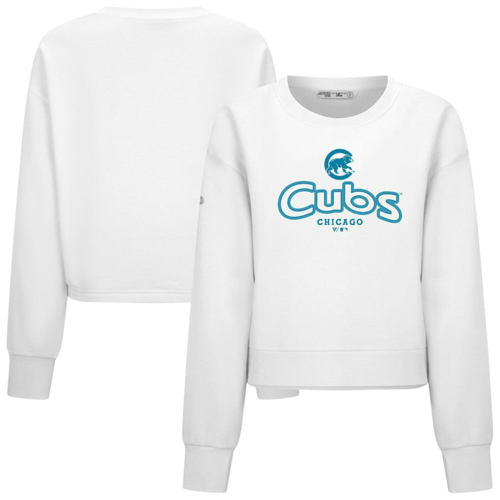 Chicago Cubs Levelwear Women's Judd Cornerstone Cropped Sweatshirt - White