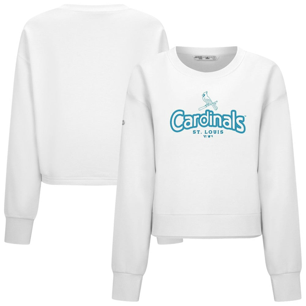 St. Louis Cardinals Levelwear Women's Judd Cornerstone Cropped Sweatshirt - White
