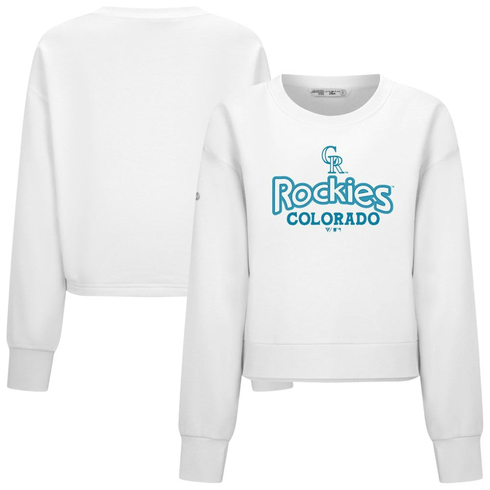 Colorado Rockies Levelwear Women's Judd Cornerstone Cropped Sweatshirt - White
