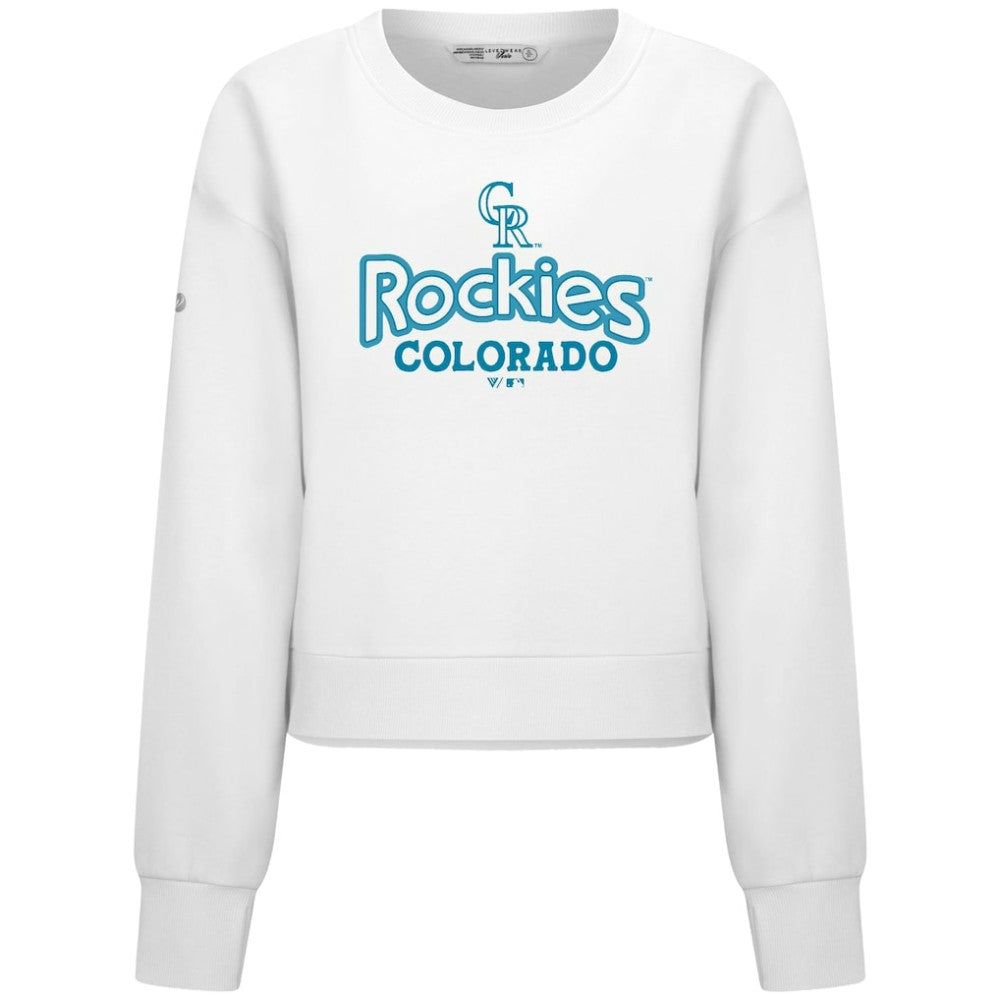 Colorado Rockies Levelwear Women's Judd Cornerstone Cropped Sweatshirt - White