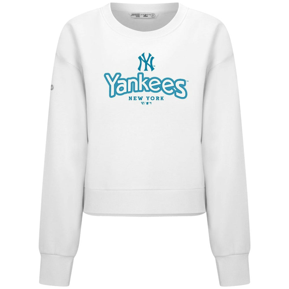 New York Yankees Levelwear Women's Judd Cornerstone Cropped Sweatshirt - White