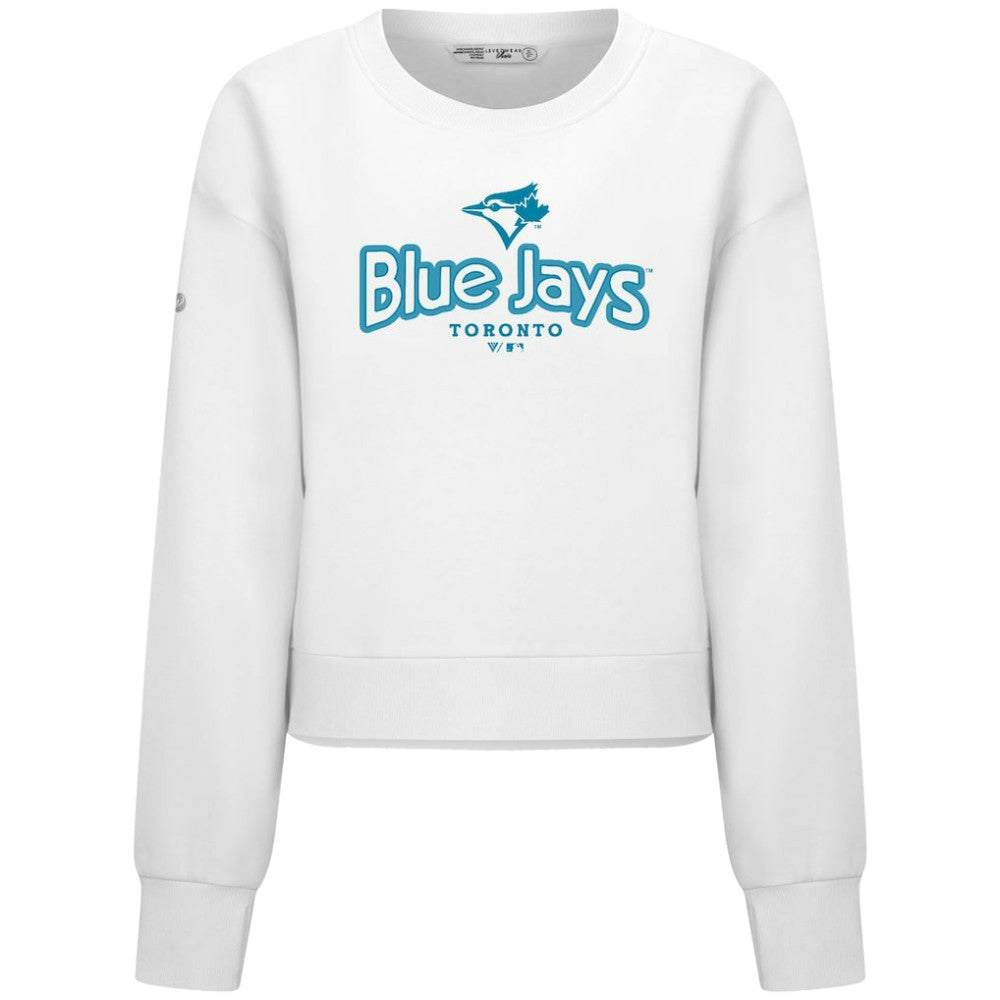 Toronto Blue Jays Levelwear Women's Judd Cornerstone Cropped Sweatshirt - White