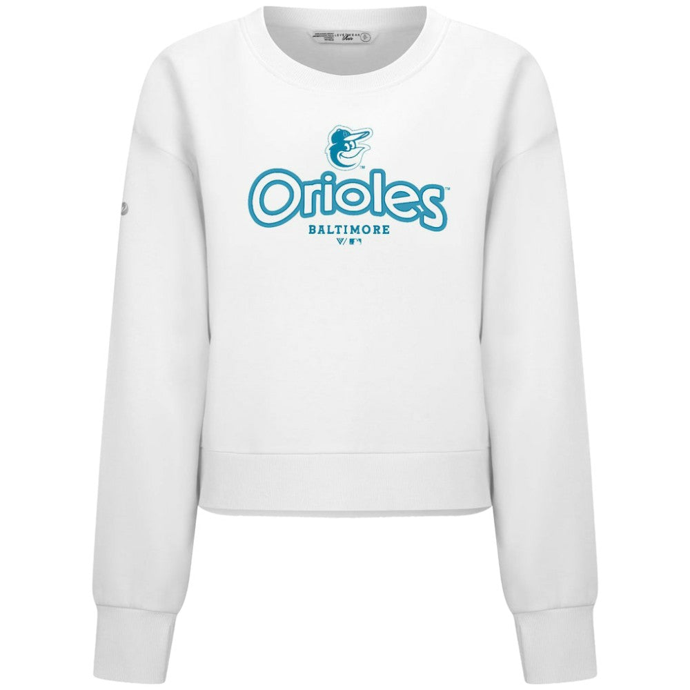 Baltimore Orioles Levelwear Women's Judd Cornerstone Cropped Sweatshirt - White
