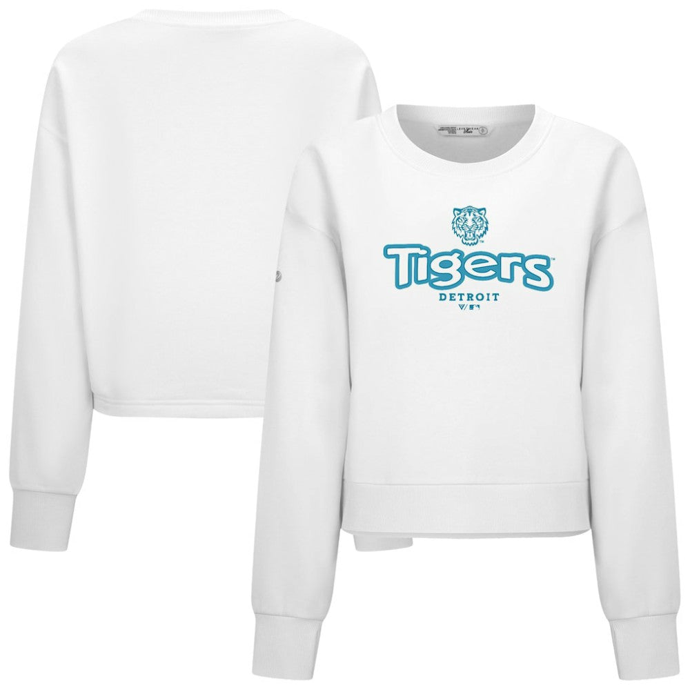 Detroit Tigers Levelwear Women's Judd Cornerstone Cropped Sweatshirt - White