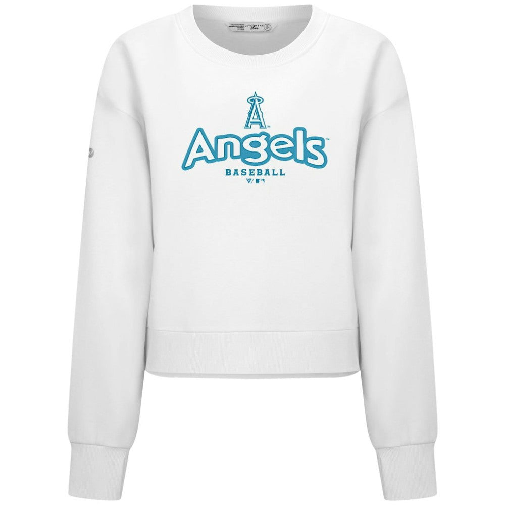 Los Angeles Angels Levelwear Women's Judd Cornerstone Cropped Sweatshirt - White