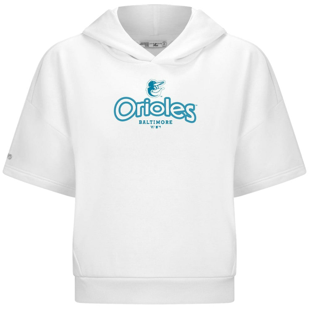 Baltimore Orioles Levelwear Women's Amber Short Sleeve Cornerstone Hoodie - White