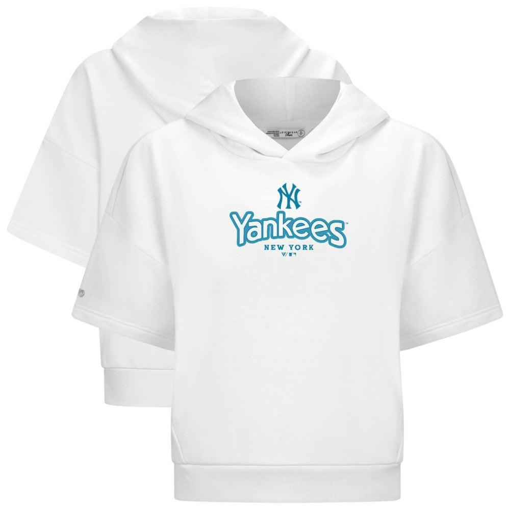 New York Yankees Levelwear Women's Amber Short Sleeve Cornerstone Hoodie - White