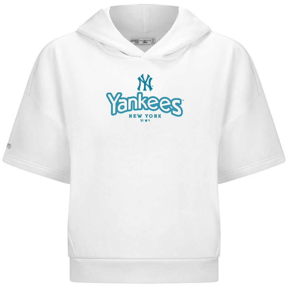 New York Yankees Levelwear Women's Amber Short Sleeve Cornerstone Hoodie - White