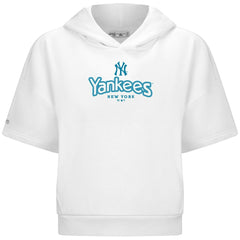 New York Yankees Levelwear Women's Amber Short Sleeve Cornerstone Hoodie - White