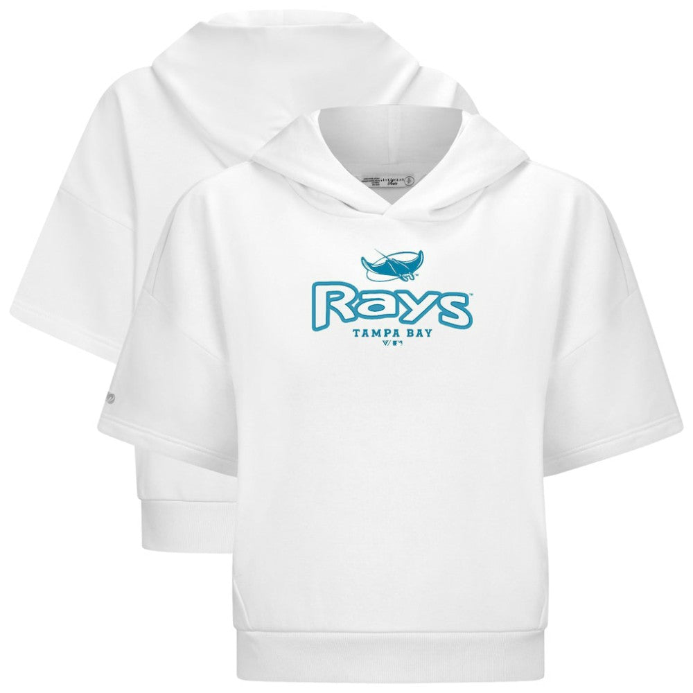 Tampa Bay Rays Levelwear Women's Amber Short Sleeve Cornerstone Hoodie - White