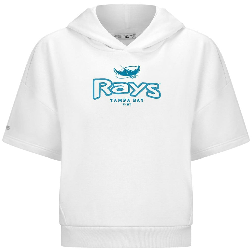 Tampa Bay Rays Levelwear Women's Amber Short Sleeve Cornerstone Hoodie - White