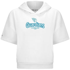 Cleveland Guardians Levelwear Women's Amber Short Sleeve Cornerstone Hoodie - White