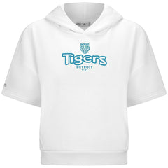 Detroit Tigers Levelwear Women's Amber Short Sleeve Cornerstone Hoodie - White