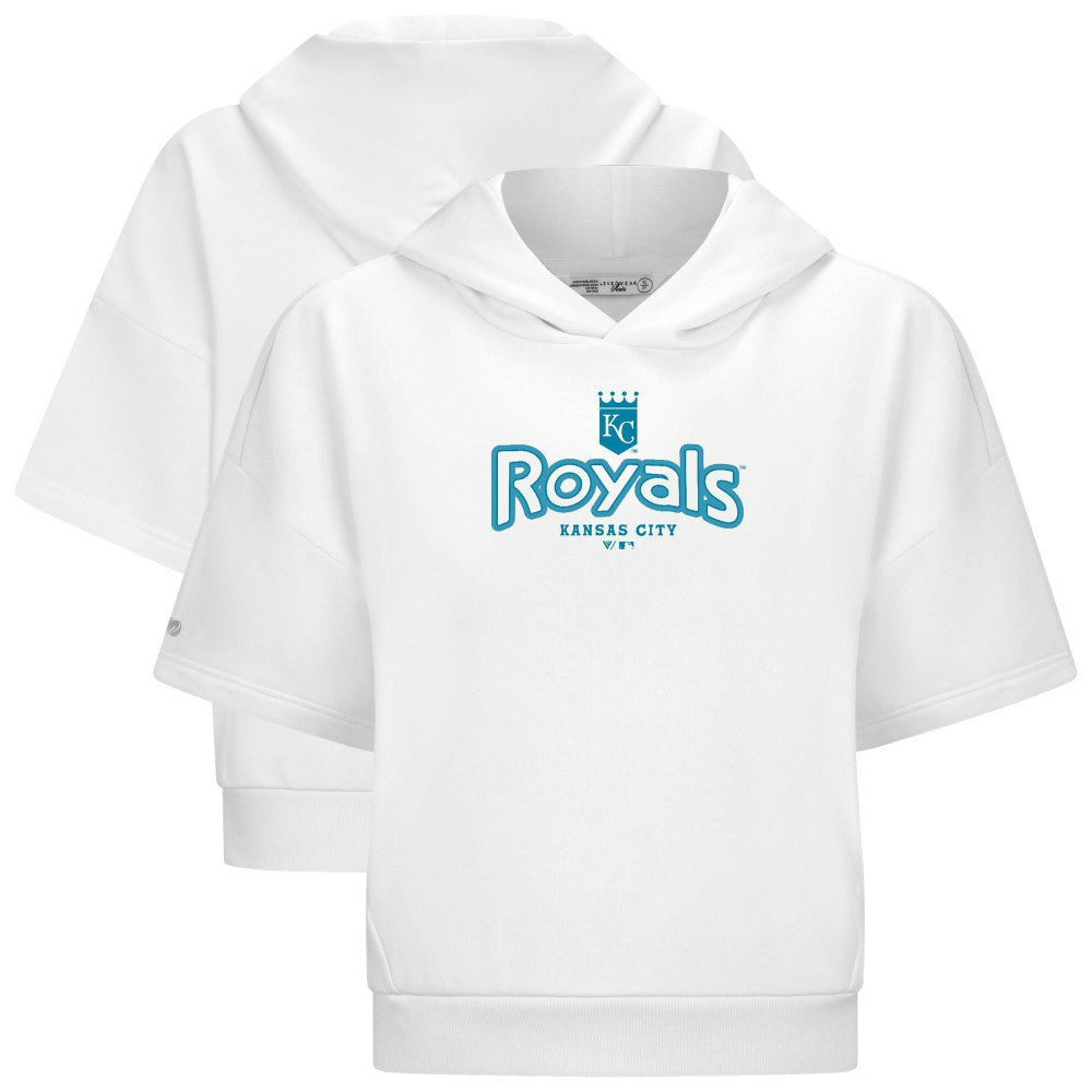 Kansas City Royals Levelwear Women's Amber Short Sleeve Cornerstone Hoodie - White