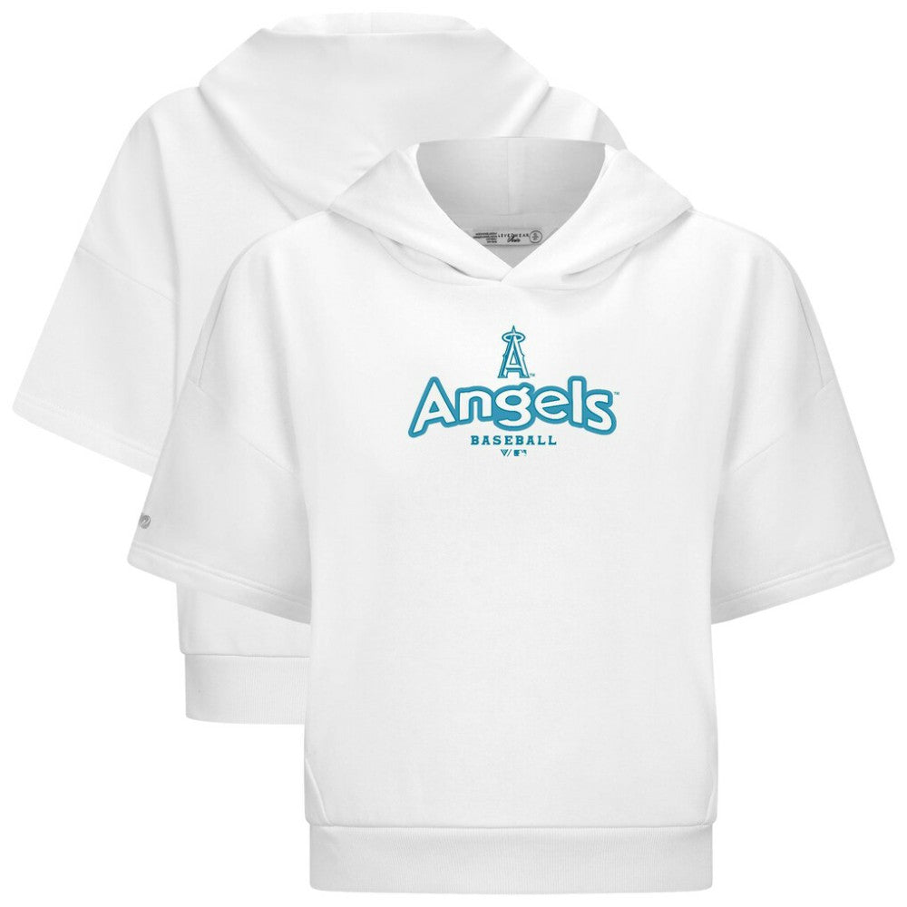 Los Angeles Angels Levelwear Women's Amber Short Sleeve Cornerstone Hoodie - White
