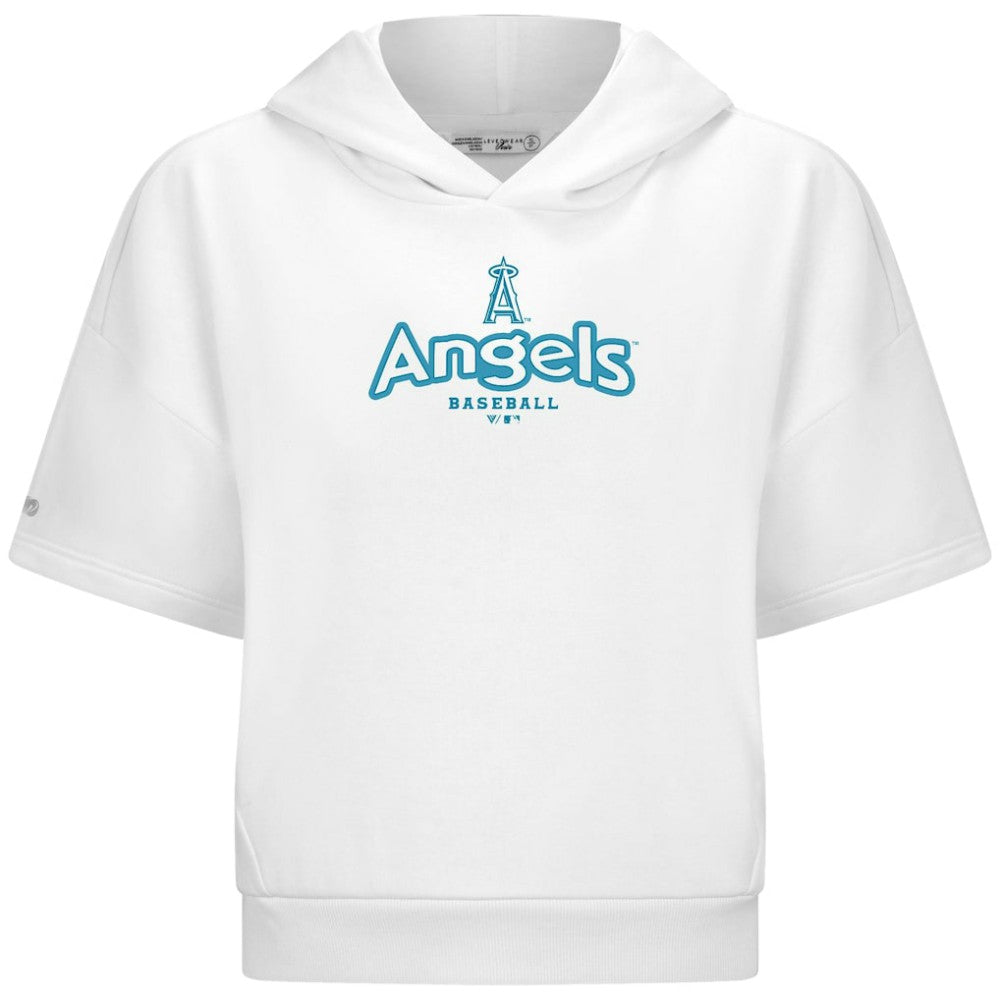 Los Angeles Angels Levelwear Women's Amber Short Sleeve Cornerstone Hoodie - White