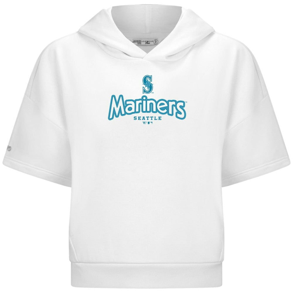 Seattle Mariners Levelwear Women's Amber Short Sleeve Cornerstone Hoodie - White