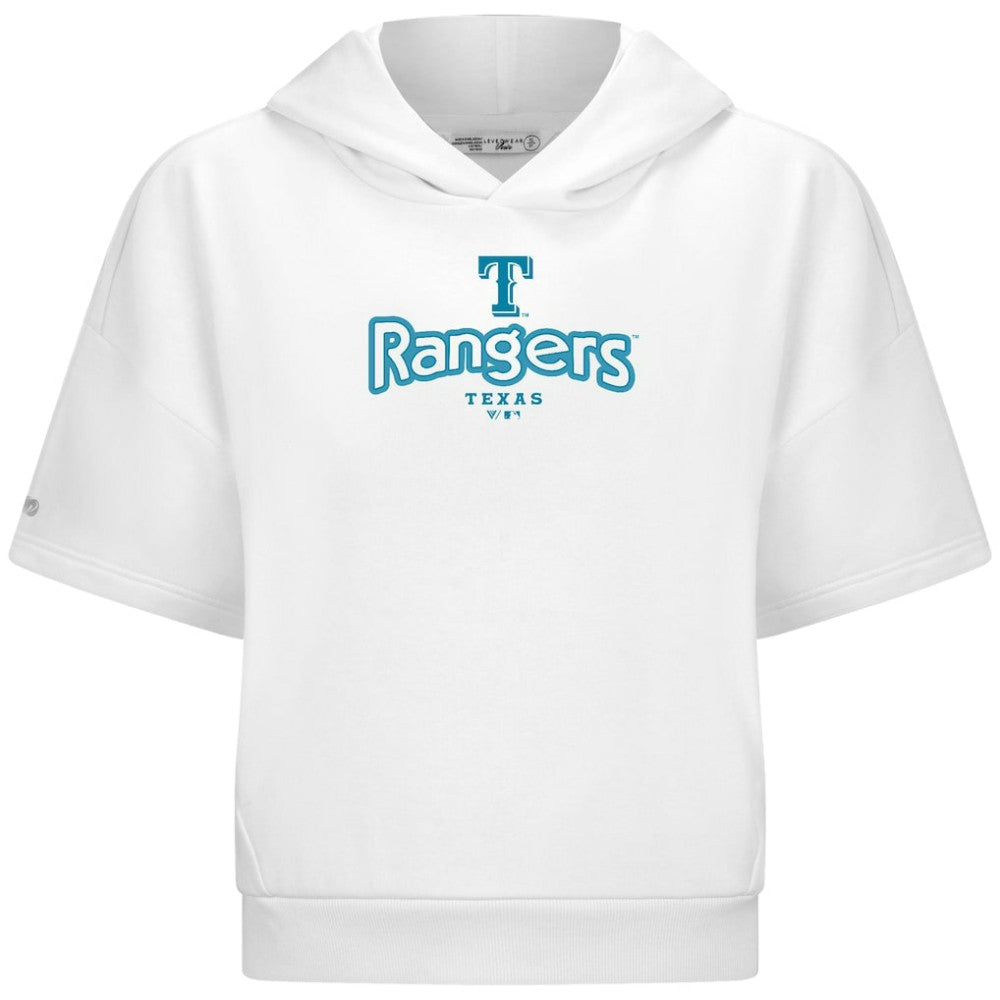 Texas Rangers Levelwear Women's Amber Short Sleeve Cornerstone Hoodie - White