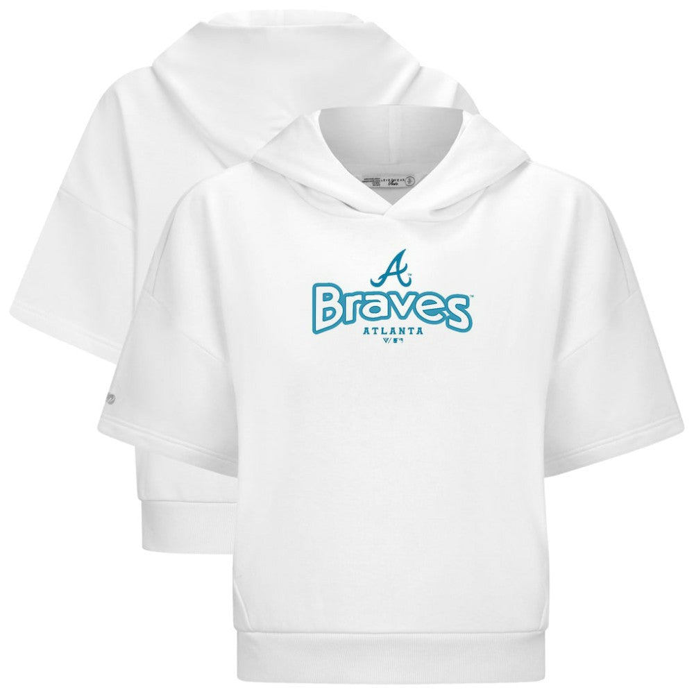 Atlanta Braves Levelwear Women's Amber Short Sleeve Cornerstone Hoodie - White