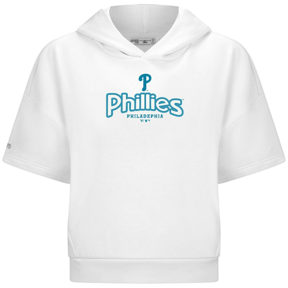 Philadelphia Phillies Levelwear Women's Amber Short Sleeve Cornerstone Hoodie - White