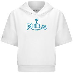 Philadelphia Phillies Levelwear Women's Amber Short Sleeve Cornerstone Hoodie - White