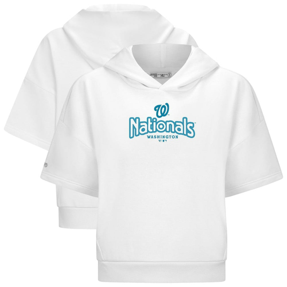 Washington Nationals Levelwear Women's Amber Short Sleeve Cornerstone Hoodie - White